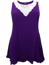 Purple Sleeveless Summer Top Plus Size 28 30 32 34 36 Long Lace Tunic 475