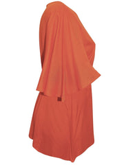 Womens Short Sleeve Blouse Orange Top Size 18/20 22/24 26/28 30/32 Lace up 473