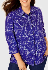 Woman Within A line Blouse Top Size 14/16 18/20 38/40 Blue Print Shirt 496