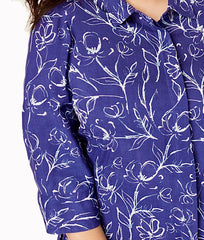 Woman Within A line Blouse Top Size 14/16 18/20 38/40 Blue Print Shirt 496