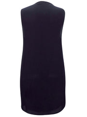 Black Sleeveless Blouse Top Plus Size 20 22 24 26 28 Long Buttoned Tunic New 415