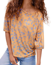 Orange mesh Floral Top Plus Size 20 22 24 26 Stretchy Sheer Blouse 668