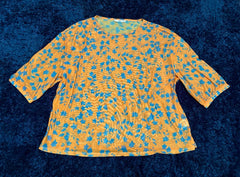 Orange mesh Floral Top Plus Size 20 22 24 26 Stretchy Sheer Blouse 668