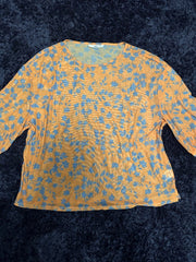 Orange mesh Floral Top Plus Size 20 22 24 26 Stretchy Sheer Blouse 668