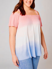 Womens Tie Dye Top Plus Size 18/20 22/24 Pastel Tunic Pink On/Off Shoulder 778