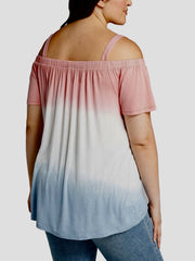Womens Tie Dye Top Plus Size 18/20 22/24 Pastel Tunic Pink On/Off Shoulder 778