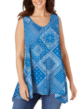Blue Swing Top Plus Size 18/20 22/24 34/36 38 New 6XL A line Floaty Blouse 679