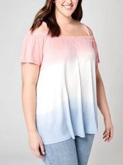 Womens Tie Dye Top Plus Size 18/20 22/24 Pastel Tunic Pink On/Off Shoulder 778