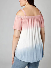 Womens Tie Dye Top Plus Size 18/20 22/24 Pastel Tunic Pink On/Off Shoulder 778