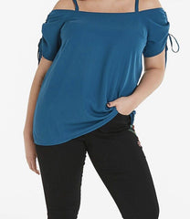 Womens Teal Bardot Top Plus Size 24 26 28 30 Blouse 680