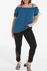 Womens Teal Bardot Top Plus Size 24 26 28 30 Blouse 680