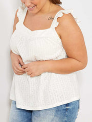 Pure Cotton Vest Top Plus Size 26/28 Broderie Anglaise Lace 781