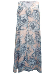 Ex Evans Pink Floral Dress Sleeveless Size 16 Special occasion party evening 536