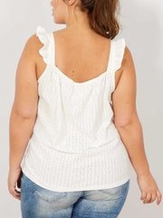 Pure Cotton Vest Top Plus Size 26/28 Broderie Anglaise Lace 781