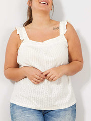 Pure Cotton Vest Top Plus Size 26/28 Broderie Anglaise Lace 781