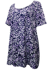 Jersey floral Top Plus Size 20 22 24 26 28 Braided Plait neck Purple T-shirt 779