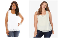 White Cami top Plus Size 22 24 26 28 30 32 Cream Lace Vest Sleeveless blouse