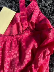 PINK Satin Vest Top Plus Size 18/20 22/24 26/28 30/32 Love Hearts Camisole 800