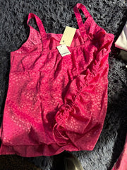 PINK Satin Vest Top Plus Size 18/20 22/24 26/28 30/32 Love Hearts Camisole 800