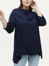 Navy Cowl neck Blouse Plus Size 16 18 20 22 24 28 30 32 Asymmetric Top 796