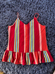 Strappy Peplum Top Size 14/16 18/20 Summer Vest Jersey Cami Red 794