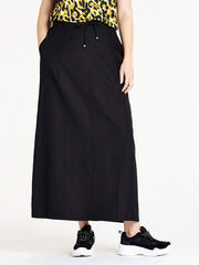 Women’s Long Black Skirt Plus size 22 30 32 pull on linen Size 14 Maxi 793