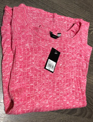 Women’s Pink Top Ribbed Knit Plus Size 18 20 24 Cold Shoulder Stretchy Top396