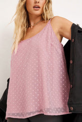 Pink Cami Vest Plus Size 16 18 20 24 26 28 30 32 Chiffon Jacquard Layer Top 788