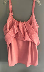 Pink Cami Vest Plus Size 16 18 20 24 26 28 30 32 Chiffon Jacquard Layer Top 788