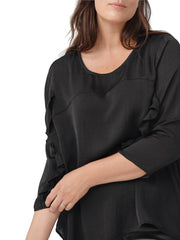 Black Satin Blouse Plus Size 18 20 22 24 26 28 30 Frill Sleeve Silky Top 790