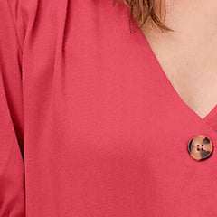 Button Front Blouse Plus Size 26 28 Red V neck Top Smart Evening 759