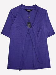 Women’s Purple jersey Bow Top Size 14 16 18 20 22 24 stretchy Tie blouse 474