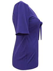 Women’s Purple jersey Bow Top Size 14 16 18 20 22 24 stretchy Tie blouse 474