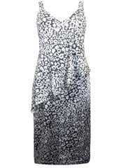 Grey Silver Satin Print Dress Size 12-28 Summer Sleeveless Wedding Prom 471