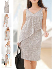 Cream & Gold Satin Print Dress Size 18/20 Evening Party wear 472