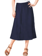 Women’s Navy skirt Plus size 18 20 26 28 30 32 pull on elasticated linen 722