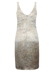 Cream & Gold Satin Print Dress Size 18/20 Evening Party wear 472