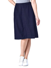 Women’s Navy skirt Plus size 18 20 26 28 30 32 pull on elasticated linen 722