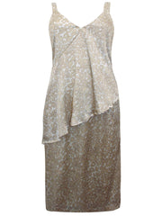 Cream & Gold Satin Print Dress Size 18/20 Evening Party wear 472
