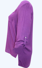 Women’s Pink Shirt plus size 16, 18/20, 24/26, Roll Tab Blouse Top Dip hem 422