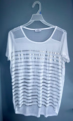 Ladies White & Silver Striped Mesh Top Plus Size 24/26Women’s Jersey Tee 486