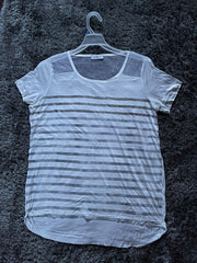 Ladies White & Silver Striped Mesh Top Plus Size 24/26Women’s Jersey Tee 486