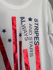 White Cotton USA Top Plus Size 18/20 22/24 American Stars & Stripes T-shirt 728