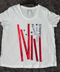 White Cotton USA Top Plus Size 18/20 22/24 American Stars & Stripes T-shirt 728