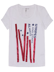 White Cotton USA Top Plus Size 18/20 22/24 American Stars & Stripes T-shirt 728