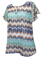 Sheer Blouse Plus Size 16 18 20 22 24 Multicoloured Printed Chiffon Top New 769