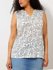 Palm Tree Summer Top Plus Size 18/20 22/24 26/28 30/32 White Print blouse 776