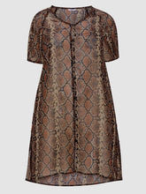 Longline Sheer Blouse Plus Size 16-30 Brown Animal Snake Print Chiffon Tunic 768