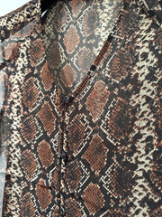 Longline Sheer Blouse Plus Size 16-30 Brown Animal Snake Print Chiffon Tunic 768