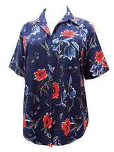 Women’s Floral Cotton Shirt Plus Size 18/20 -34/36 Navy Poppy blouse 567